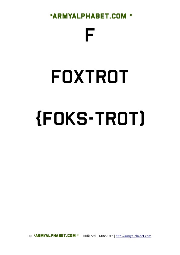 Army Alphabet Flashcards f foxtrot