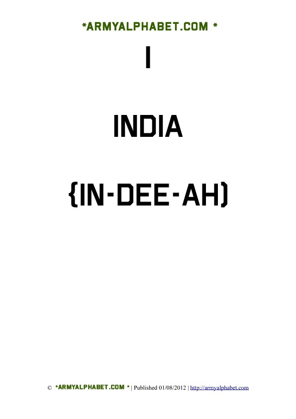 Army Alphabet Flashcards i india