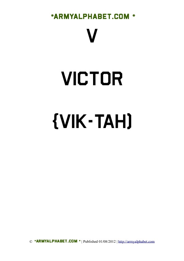 Army Alphabet Flashcards v victor