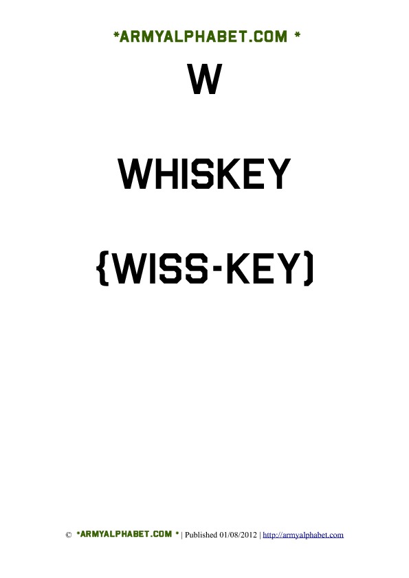 Army Alphabet Flashcards w whiskey